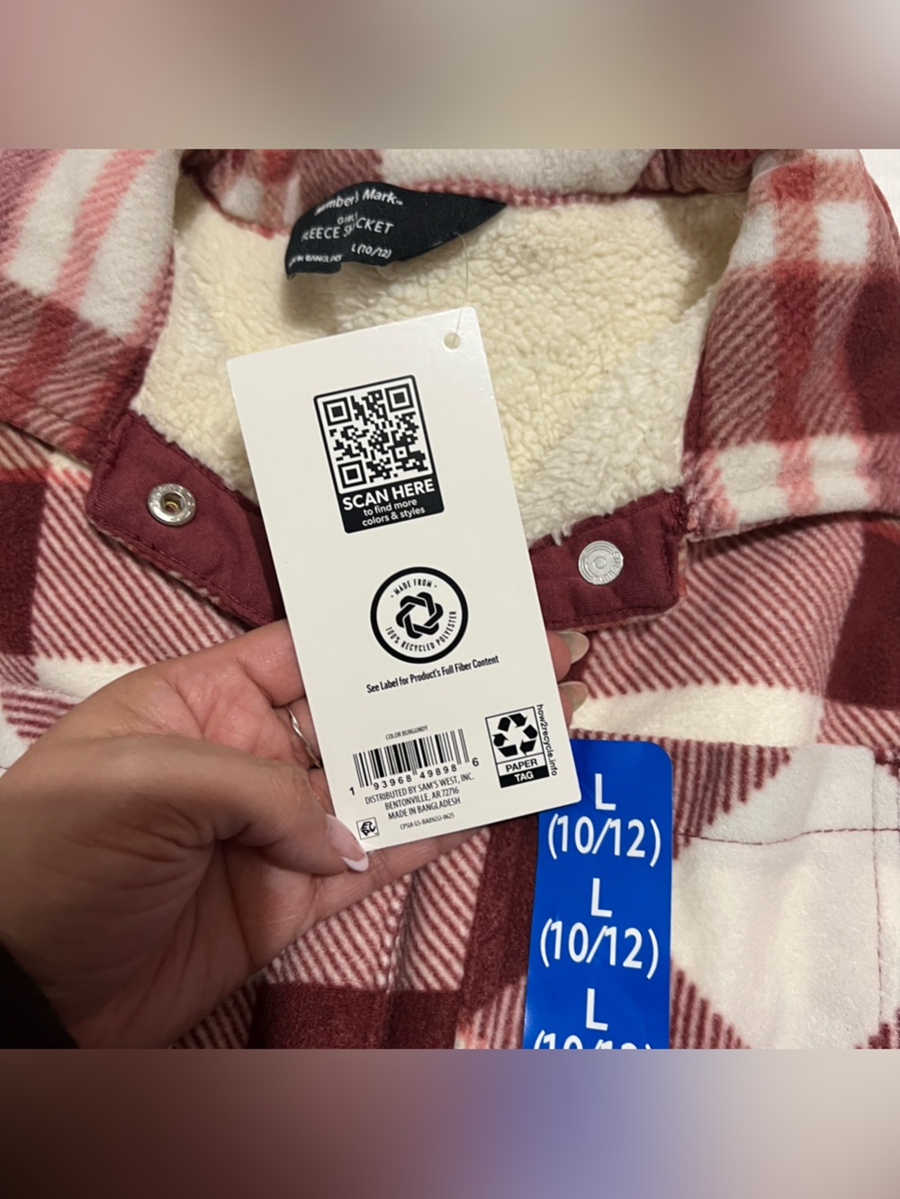 💗 *NEW* Member’s Mark - Girls' Plaid Sherpa-Lined Button-Up Shirt Jacket - Picture 7 of 13